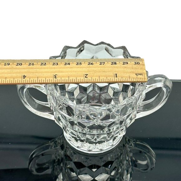 Colony Whitehall Clear‎ Cubist Elegant Glass Open Sugar Bowl Double Handle VTG - Picture 9 of 9